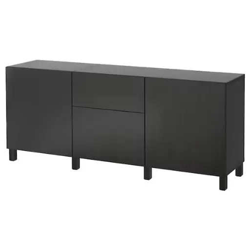 Combinaison rangement tiroirs, brun noir/Lappviken/Stubbarp brun noir, 180x42x74 cm